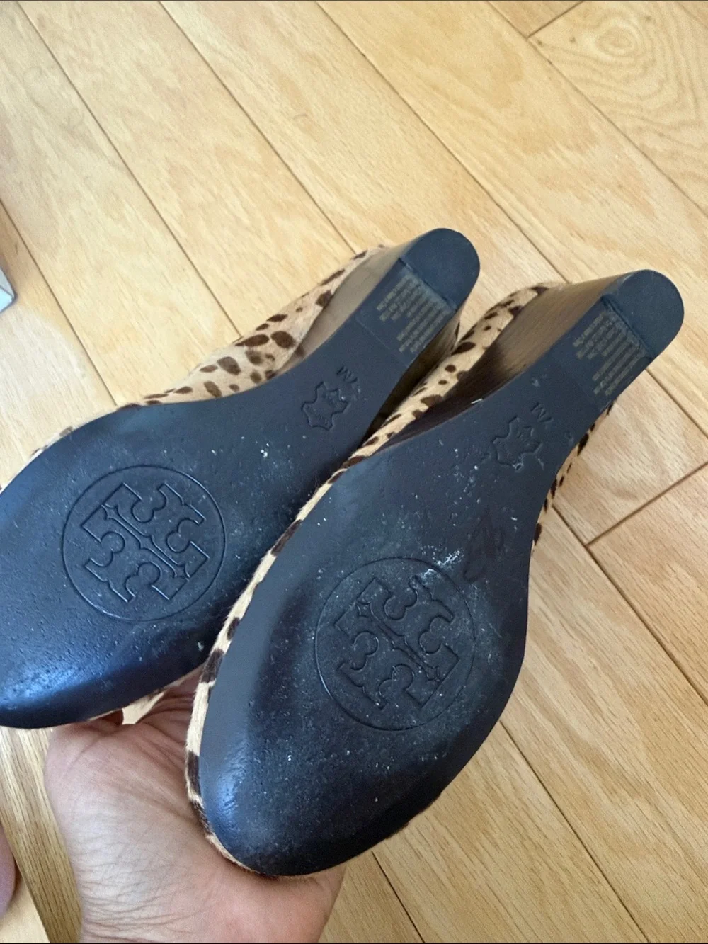 Tory Burch Leopard Calf Hair Ballet Flats with Gold Logo